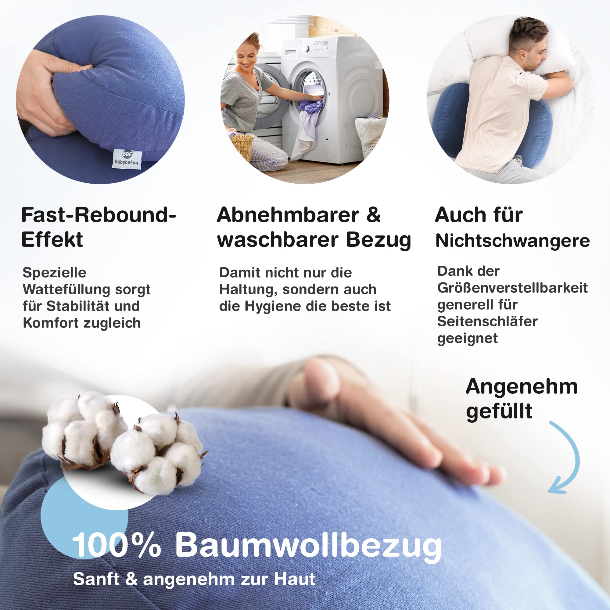 BabybeFun Schwangerschaftskissen mit waschbarem Stillkissenbezug | Seitenschläferkissen gegen Rückenschmerzen als Geschenkidee für werdende Mütter Pregnancy Pillow anthrazit; Farbe wählen..…