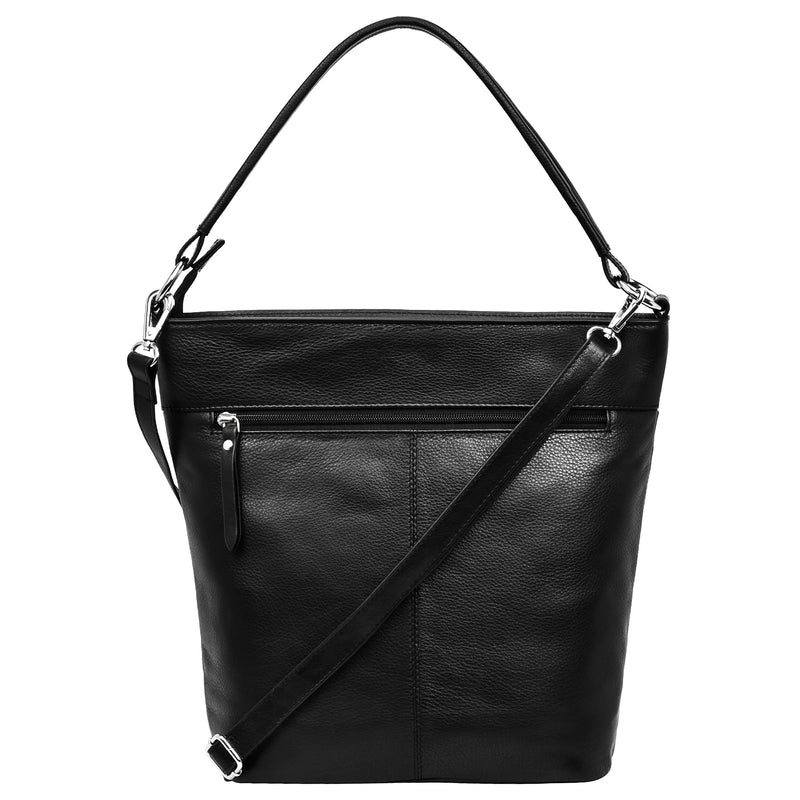 LEABAGS Leder Handtasche Damen I Premium Echtleder Shopper I Tote Bag I Damen Business Tasche I Tragetasche für Arbeit Uni Schule Freizeit oder Einkauf I Nappa Schwarz