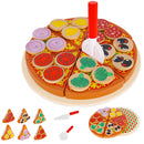 KRUZZEL Pizza-Set Zubehör aus Holz für Kinderküche und Kaufladen Inklusive Schneidebrett und Pizzaschneider 27 Teile 9354