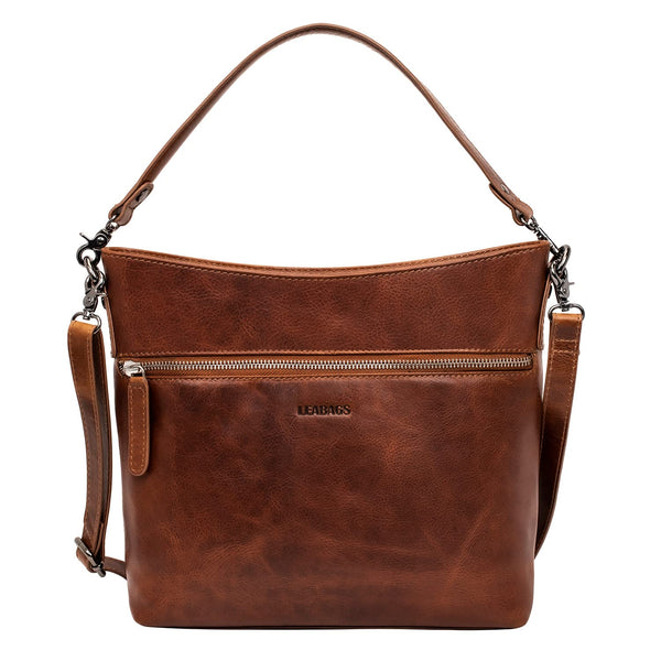 LEABAGS Toronto Umhängetasche I Echtes Leder I Handtasche für Damen I Schultertasche I 30x9x24 cm I Shopper Light Brick