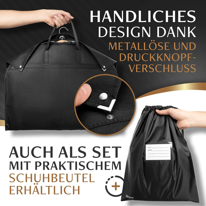 Bruce.® 2 x Premium Kleidersack I 160 x 60 cm I Optimierte Materialstärke von 120 GSM I Kleiderhülle für Anzug und Kleid I Atmungsaktive Anzugtasche für Reisen, Kleidersäcke Lang