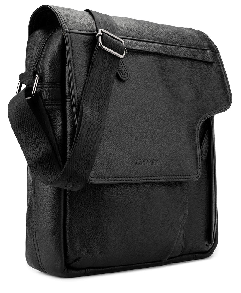 LEABAGS Leder Umhängetasche Herren & Damen I Echtleder Laptoptasche bis 13 Zoll I Messenger Bag mit Schultergurt I Schultertasche I Arbeitstasche I Tragetasche I Handtasche