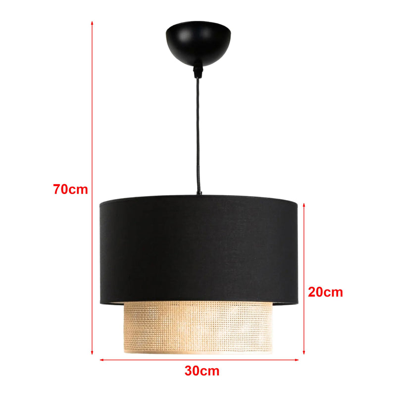 lux.pro Pendelleuchte Pendelleuchte Pendelleuchte für Flur Restaurant 1xE27 20W Kunststoff Stoff 70 x Ø 30 cm Schwarz/Gelb