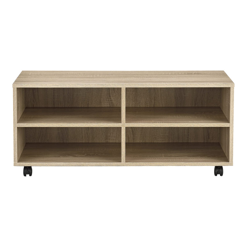 [en.casa] Lowboard auf Rollen 'Gränne' 90x35x41cm mobiles Regal TV-Schrank 4 Ablagen Fernsehregal Fernsehtisch Sonoma-Eiche