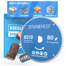 STONE REEF Sägeblatt 210x30 - Kreissägeblatt [Adapter auf Bohrung 16/20/22,23/25,4mm], kompatibel mit Tauchsäge & Kreissäge von Bosch, Makita usw.; Sägeblatt Kreissäge Nagelfest für Holz, Metall & Alu