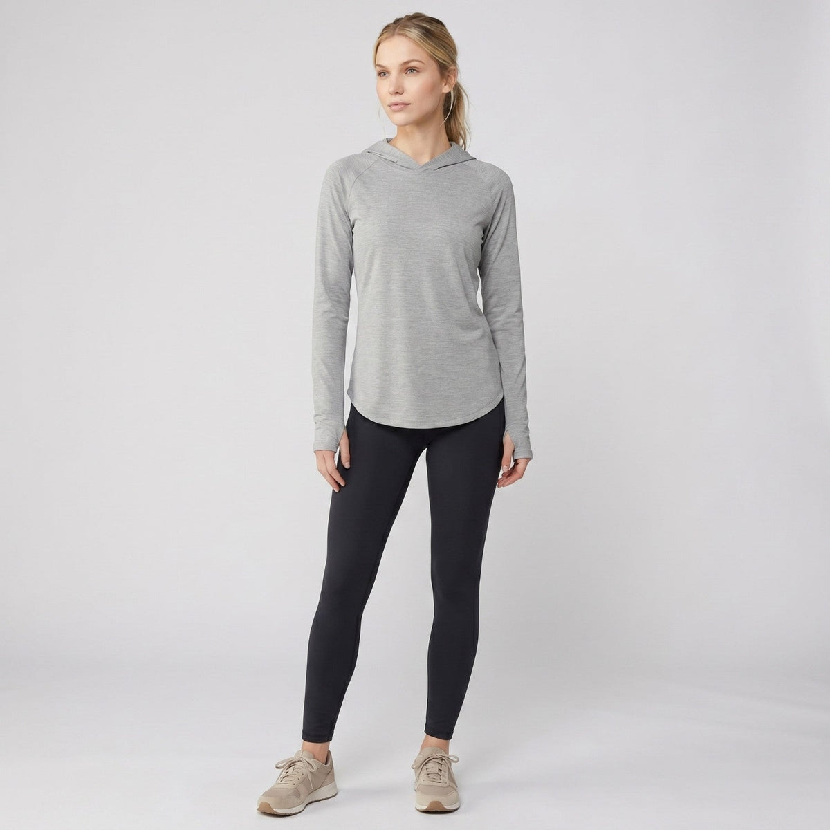Damen Sonnenhoodie mittelschwer – UPF 50+ UV-Schutzoberteil mit Kapuze