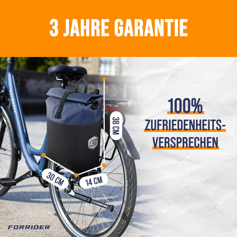 Forrider Fahrradtasche Wasserdicht für Gepäckträger [22L Volumen] mit Schultergurt | Gepäckträgertasche | Einzel | Fahrrad Tasche Packtasche hält an jedem Gepäckträger