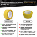 MARKENZEUG® PVC Tape I Maler-Klebeband I Malerkrepp mit hoher Klebekraft I Gewebeklebeband für alle Oberflächen I Innen- & Außenarbeiten I UV-Beständigkeit I 1 Rolle gelb I 50mm Breite I 30m lang