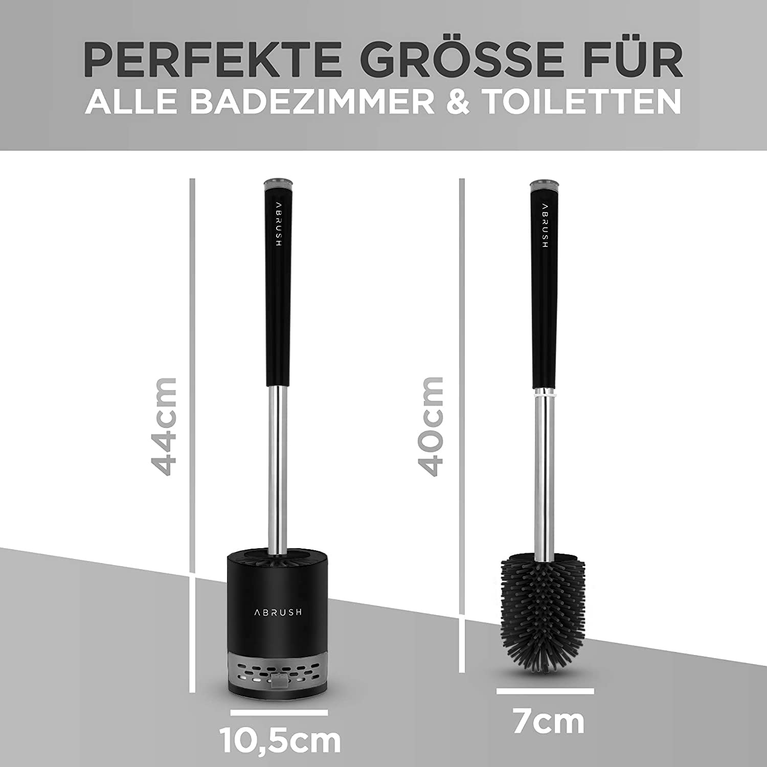 Abrush hochwertige Klobürste aus Silikon - Premium Klobürste für eine saubere und hygienische Toilette - Toilettenbürstenhalter in schwarz/grau mit Wandhalterung