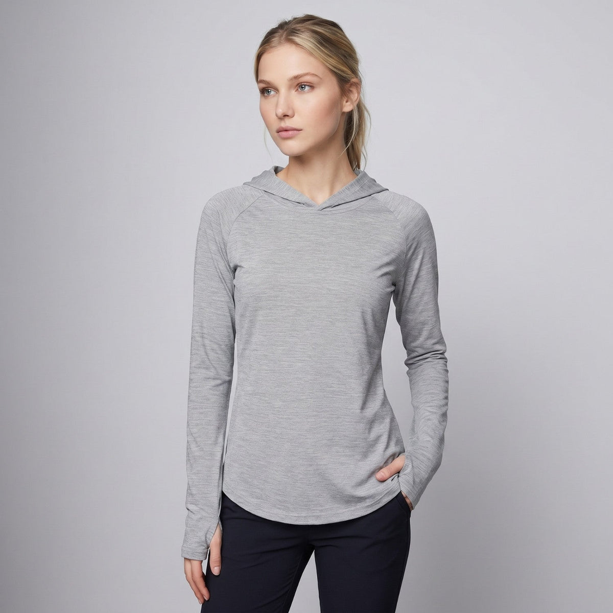 Damen Sonnenhoodie mittelschwer – UPF 50+ UV-Schutzoberteil mit Kapuze
