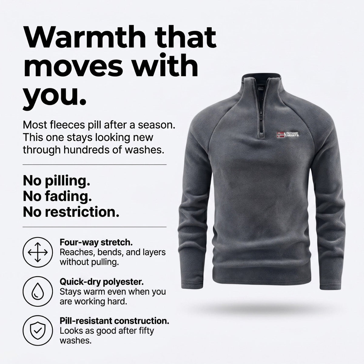 Herren Quarter-Zip Thermo-Fleece – atmungsaktiver Midlayer