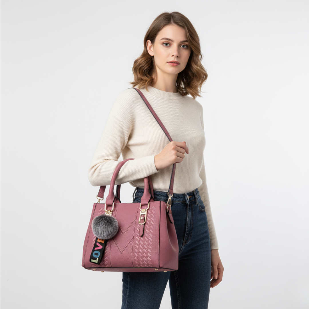 Satchel-Tasche aus PU-Leder in Soft-Grain-Optik