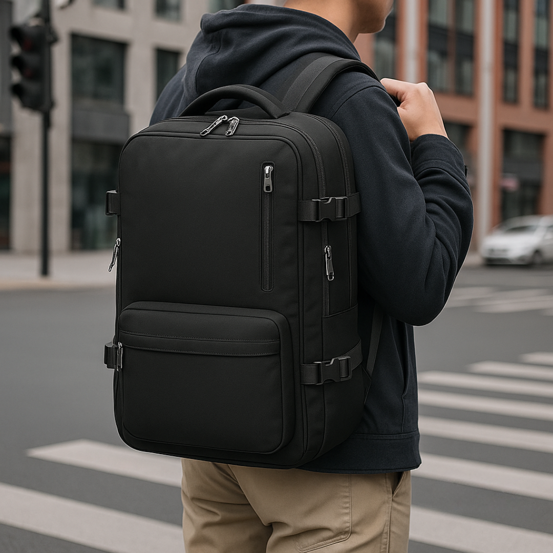 Reisetaschen Rucksack wasserabweisend mit USB-Anschluss & Diebstahlschutz – SafeTrip Pack