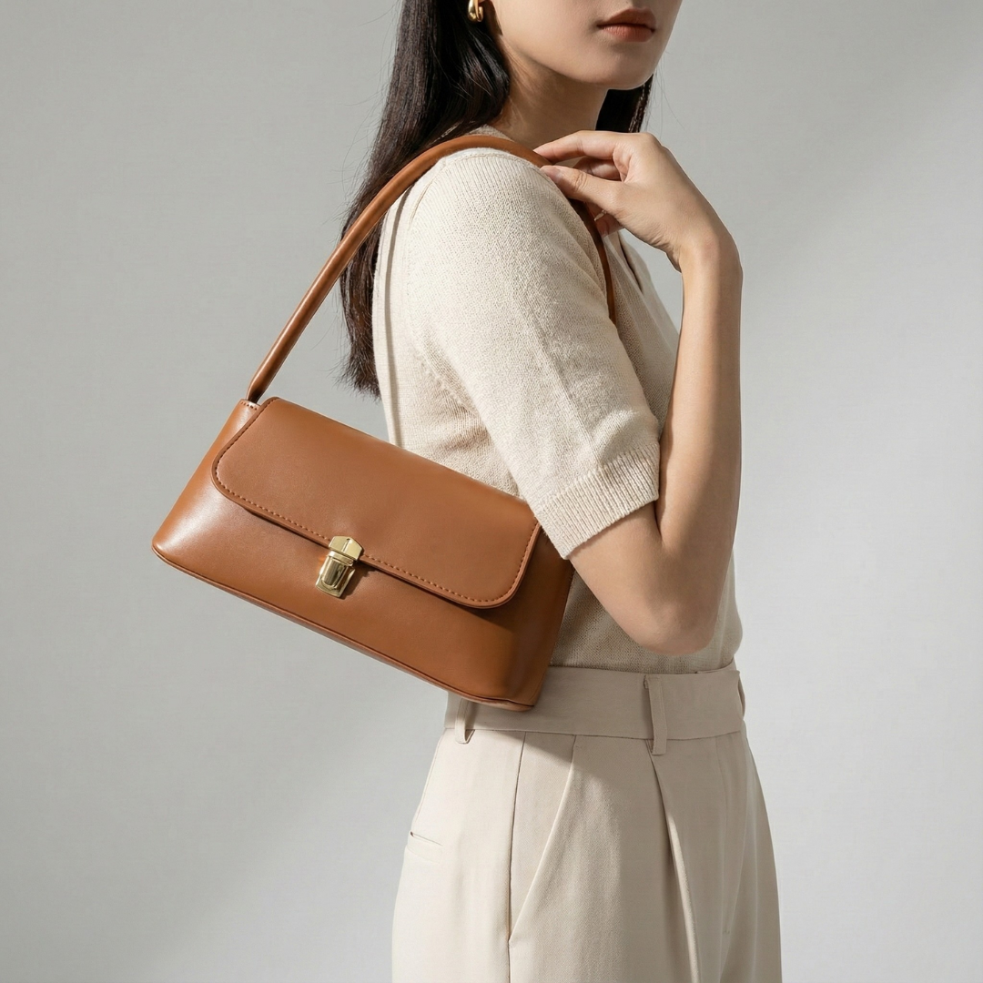 Retro Schulterhandtasche mit Überschlag