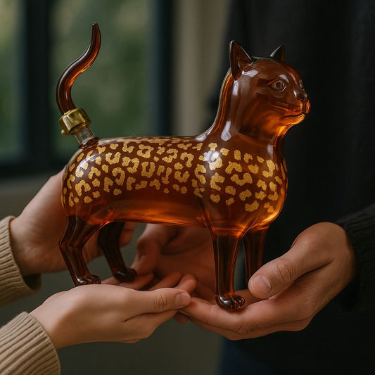 Rebolet | Handgefertigte Flasche aus Glas in Katzenform - Katzenliebhaber lieben sie