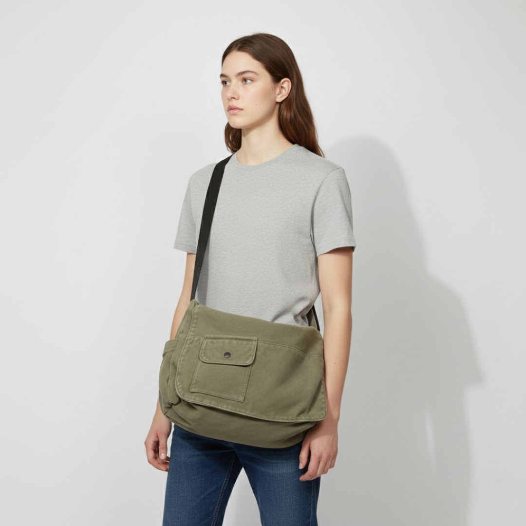 Große Canvas Messenger Tasche