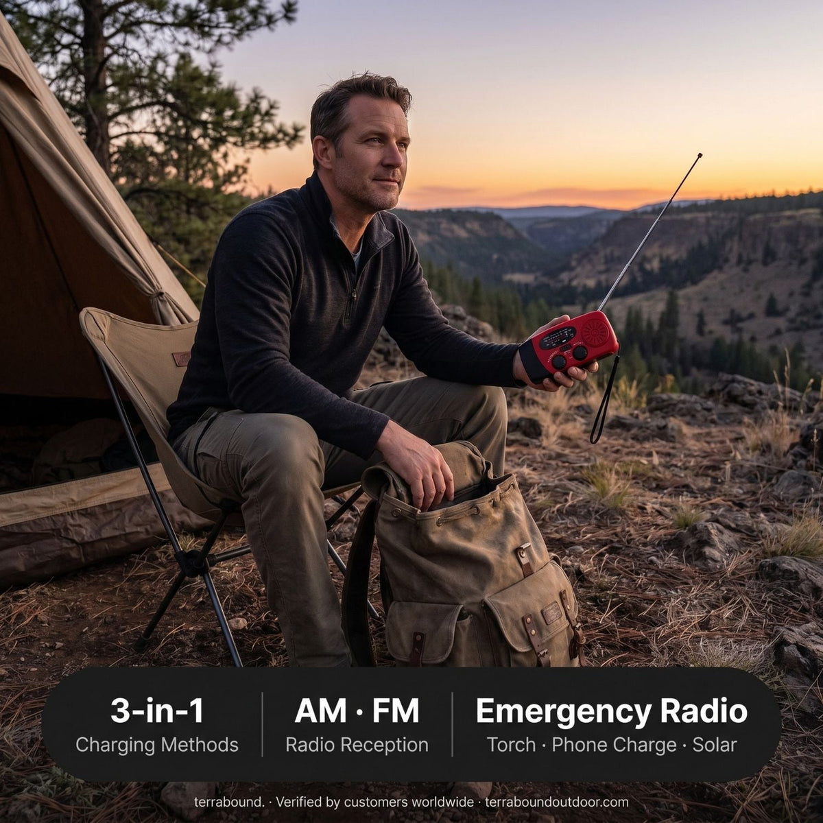 Notfall-Kurbelradio – Solar- und USB-wiederaufladbares Wetterradio mit Taschenlampe