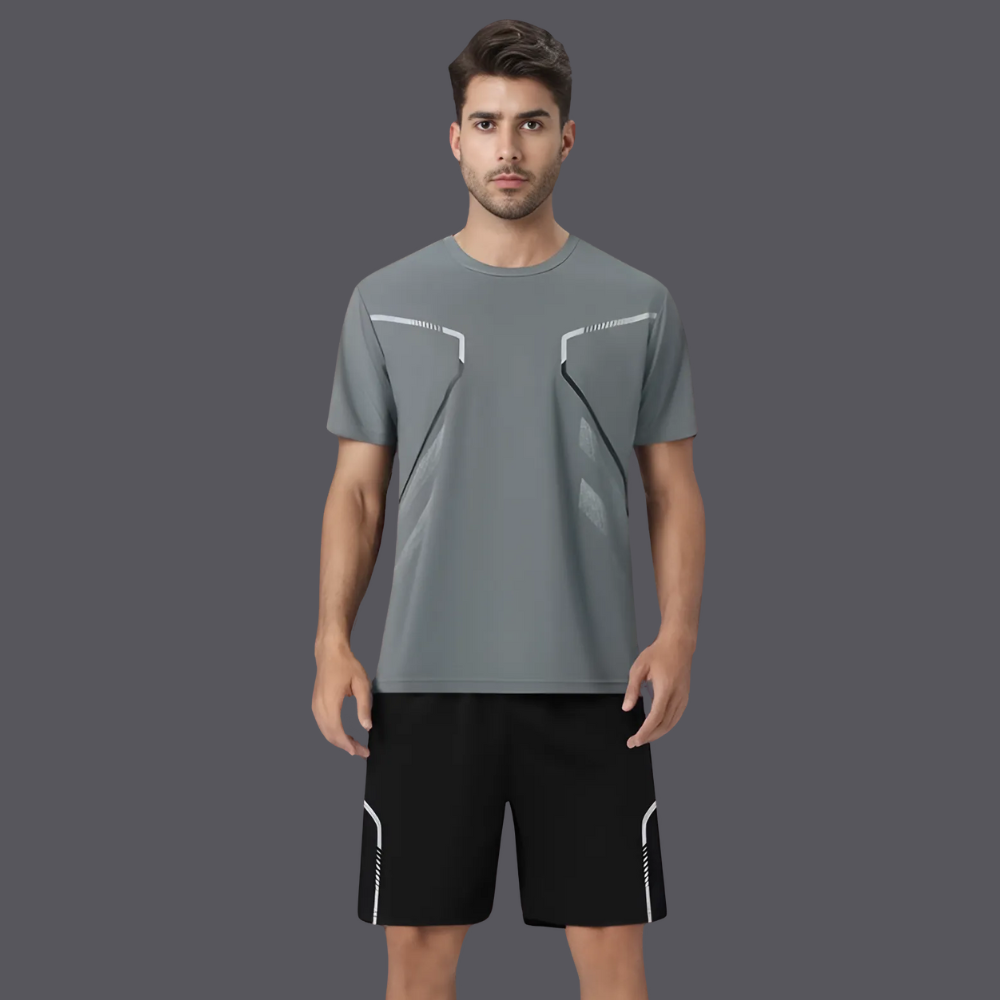 Herren Sportoutfit, atmungsaktives T-Shirt & flexible Shorts für Training
