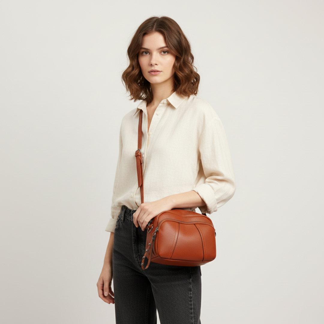 Weiche Satchel-Tasche in genarbter Optik