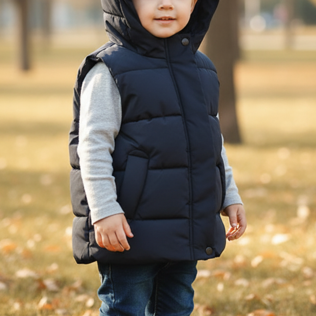Weste mit Kapuze & leichter Wattierung – CozyCub Vest