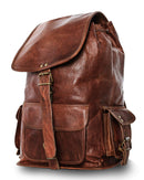 LEABAGS Leder Rucksack Damen & Herren I Laptopfach 13 Zoll I Echtleder Premium Daypack I Eleganter Backpack Frauen & Männer I Lederrucksack I Vintage Cognac