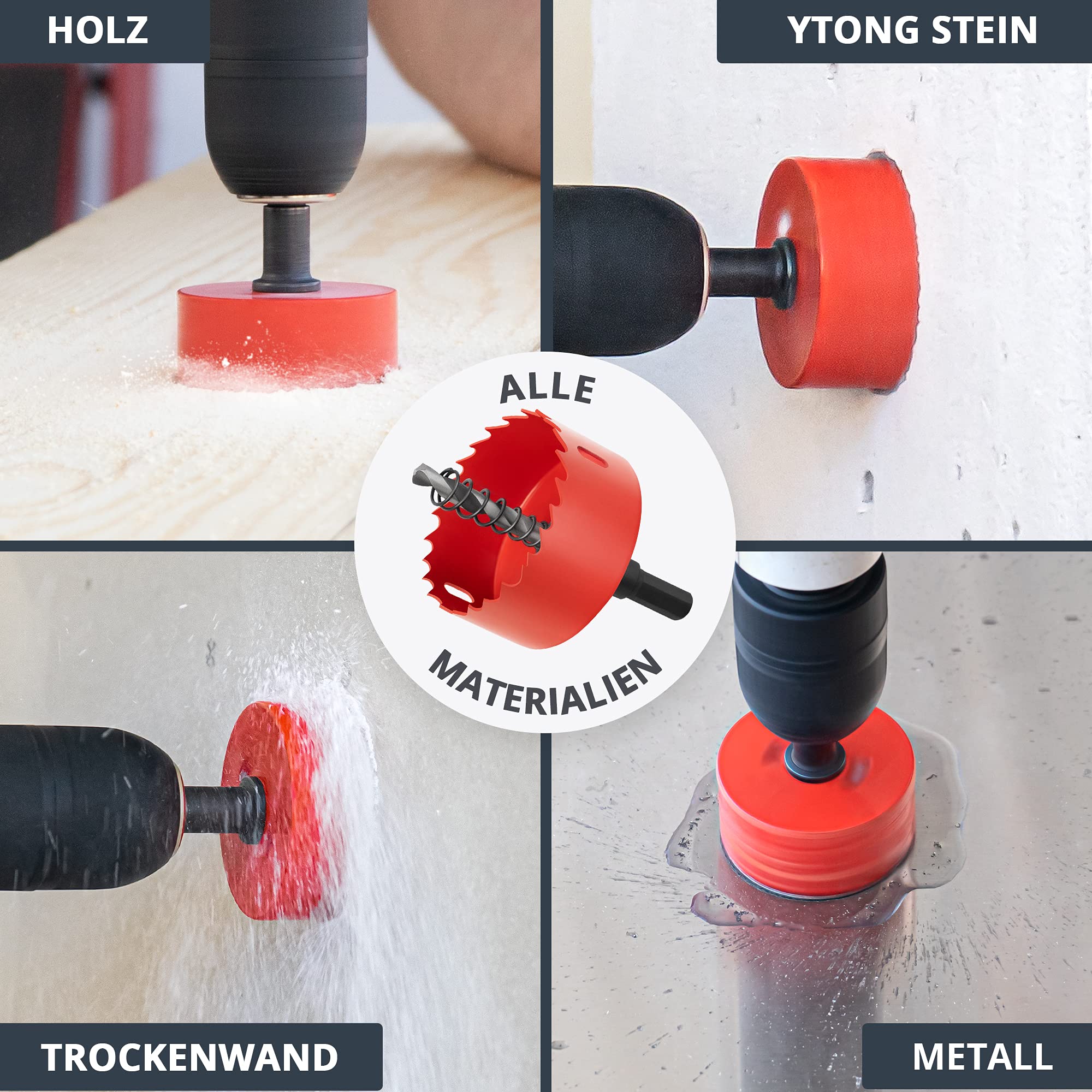 BAURIX® Bi-Metall-Lochsäge [80mm] I Ultimative Bohrkrone für Trockenbau, Holz, Steckdose I Bi-Metall Lochbohrer für Metall, Holz, PVC und Kunststoffe