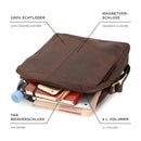 LEABAGS Leder Umhängetasche Herren & Damen I Messenger Bag mit Schultergurt I Schultertasche I Arbeitstasche I Tragetasche I Handtasche I Echtleder Tasche I Nature Dunkelbraun