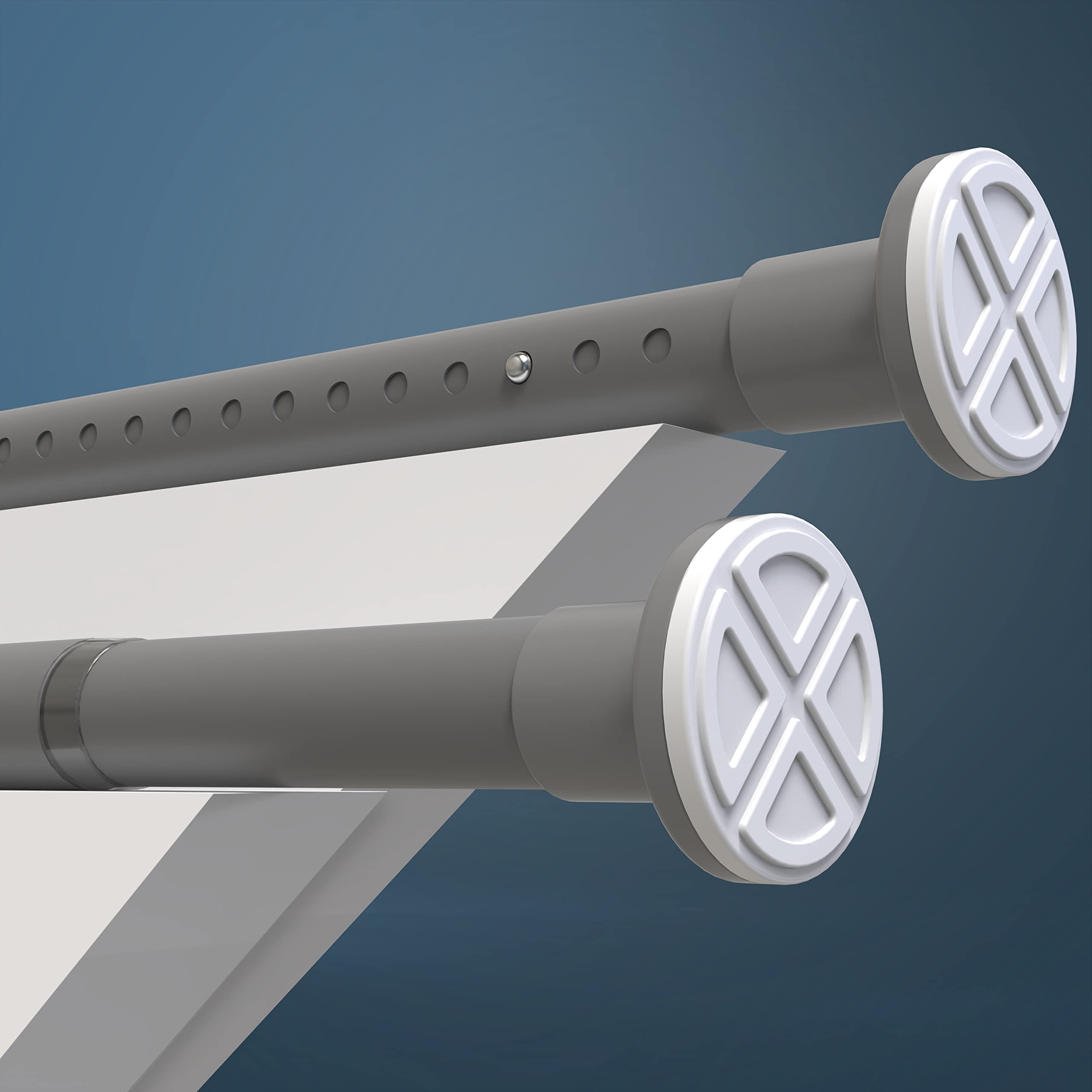 MEISENBERG Gardinenstange ohne Bohren 210-260cm, Ø32mm Grau belastbare Klemmstange zum Ausziehen - Vorhangstange, Teleskopstange - für ihre Gardinen, Trennwand und Balkon