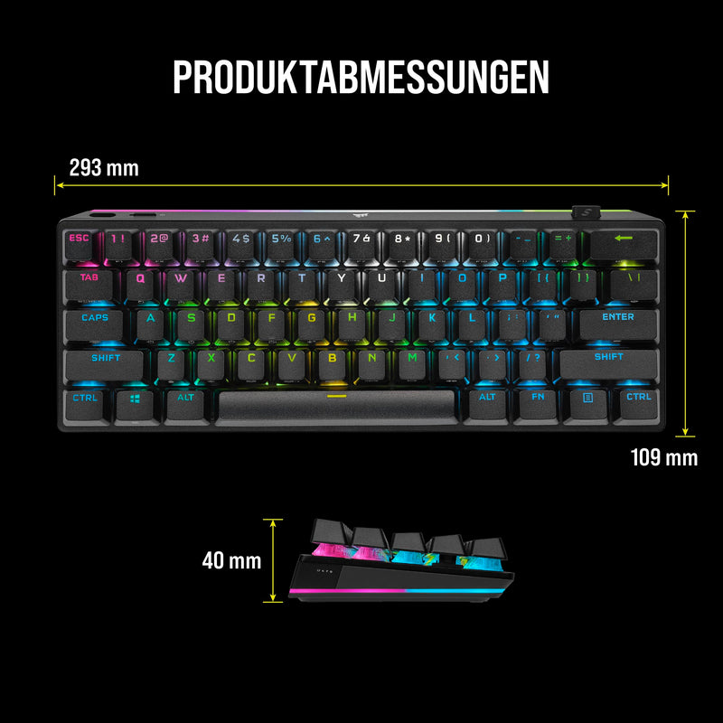 Corsair K70 PRO Mini Wireless RGB 60% Mechanische Gaming-Tastatur, Schwarz (QWERTZ Layout)