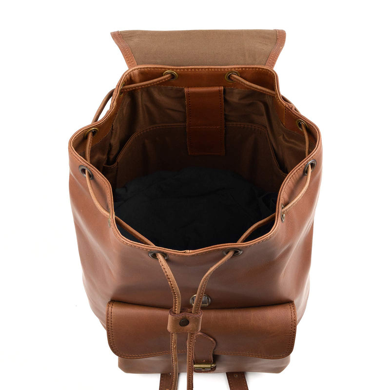 LEABAGS Leder Rucksack Damen & Herren I Echtleder Premium Daypack I Eleganter Backpack Frauen & Männer I Lederrucksack I Größe L I Vintage Cognac