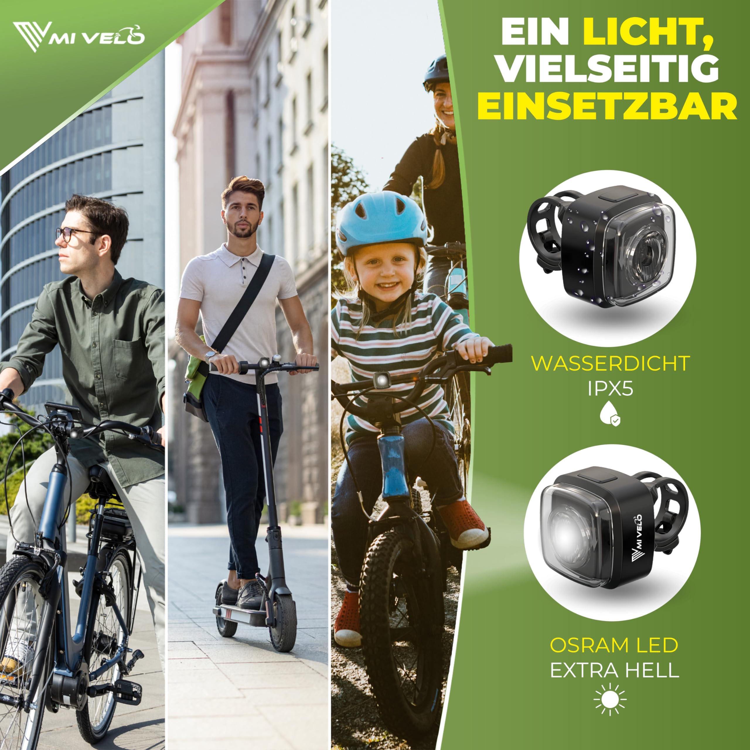 MIVELO Cube ONE Fahrradlicht vorne StVZO zugelassen Frontlicht Fahrradbeleuchtung USB-aufladbar & 100% wasserdicht LED Fahrrad Licht vorne, Fahrradlampe