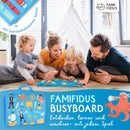 Famifidus Busy Board Deutsch - Unser Montessori Spielzeug für die Entwicklung deines Kindes I Das Activity Board als tolles Geschenk & super Reisespielzeug