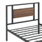 [en.casa] Metallbett 90x200 cm Stahlrahmen Schwarz Spanplatte Walnuss-Optik Bettgestell