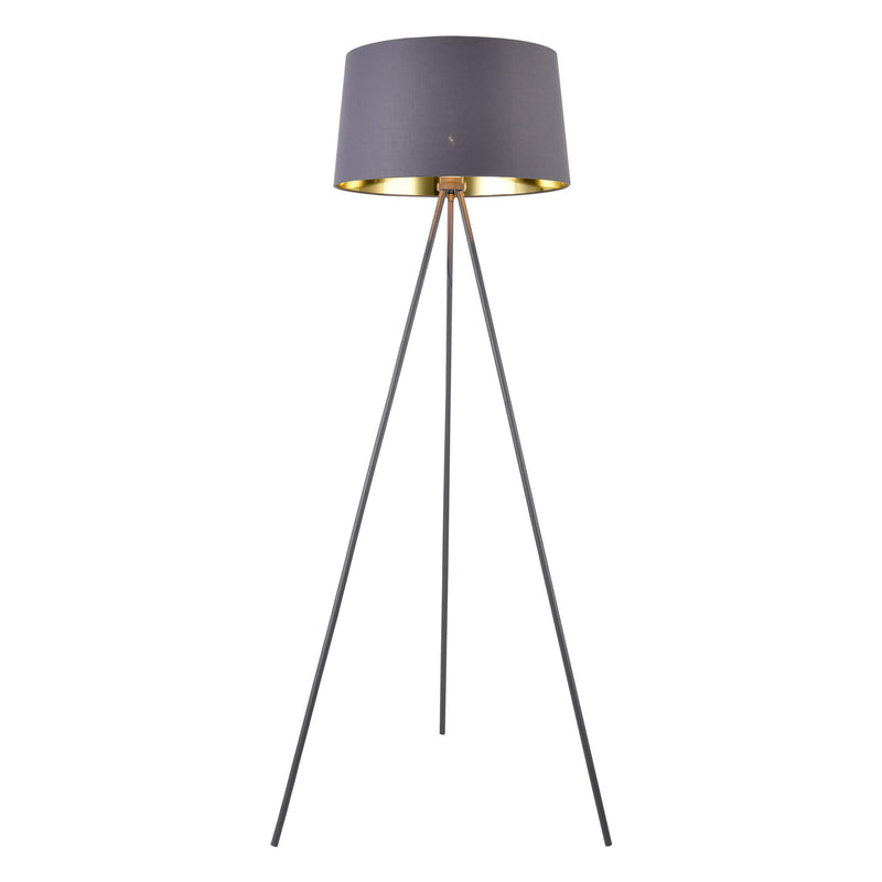 lux.pro Stehleuchte Manchester Stehlampe 3-Fuß-Leuchte Standleuchte 150 cm E27 Metall-Stoff Grau-Gold