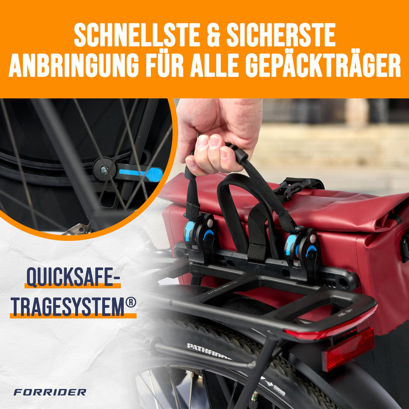 Forrider Fahrradtasche Wasserdicht für Gepäckträger [22L Volumen] mit Schultergurt | Gepäckträgertasche | Einzel | Fahrrad Tasche Packtasche hält an jedem Gepäckträger