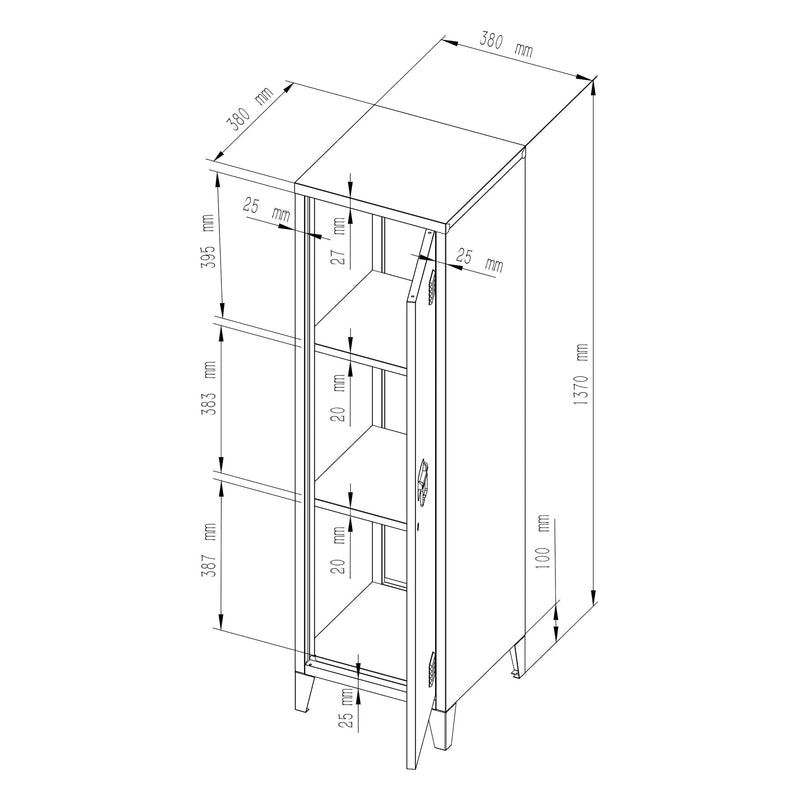 [en.casa] Einzelspind Kurikka Metallspind mit 2 Ablagen 137 x 38 x 38 cm abschließbar Schließfachschrank Metallschrank Garderobenschrank Schwarz