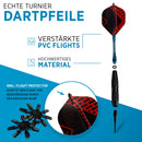 DartPro Dartpfeile mit Kunststoffspitze – 12 Dartpfeile für elektronische Dartscheibe [18g] – Softdarts Set [inkl. 6 Alu Dart Schaft + 21 Dart Flights]