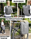 MIVELO - 3 in 1 Fahrradtasche - Rucksack - Schultertasche wasserdicht, inkl. Laptopfach, für Fahrrad Gepäckträger Aller Art, grau