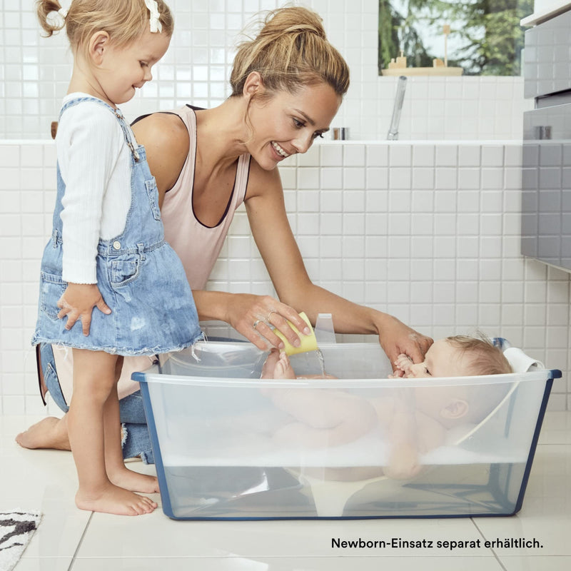 Stokke Flexi Bath, White Aqua – Faltbare Babybadewanne – Leichte Konstruktion, robust & einfach zu verstauen - Bequem für zuhause oder auf Reisen – Ideal für Neugeborene und Babys