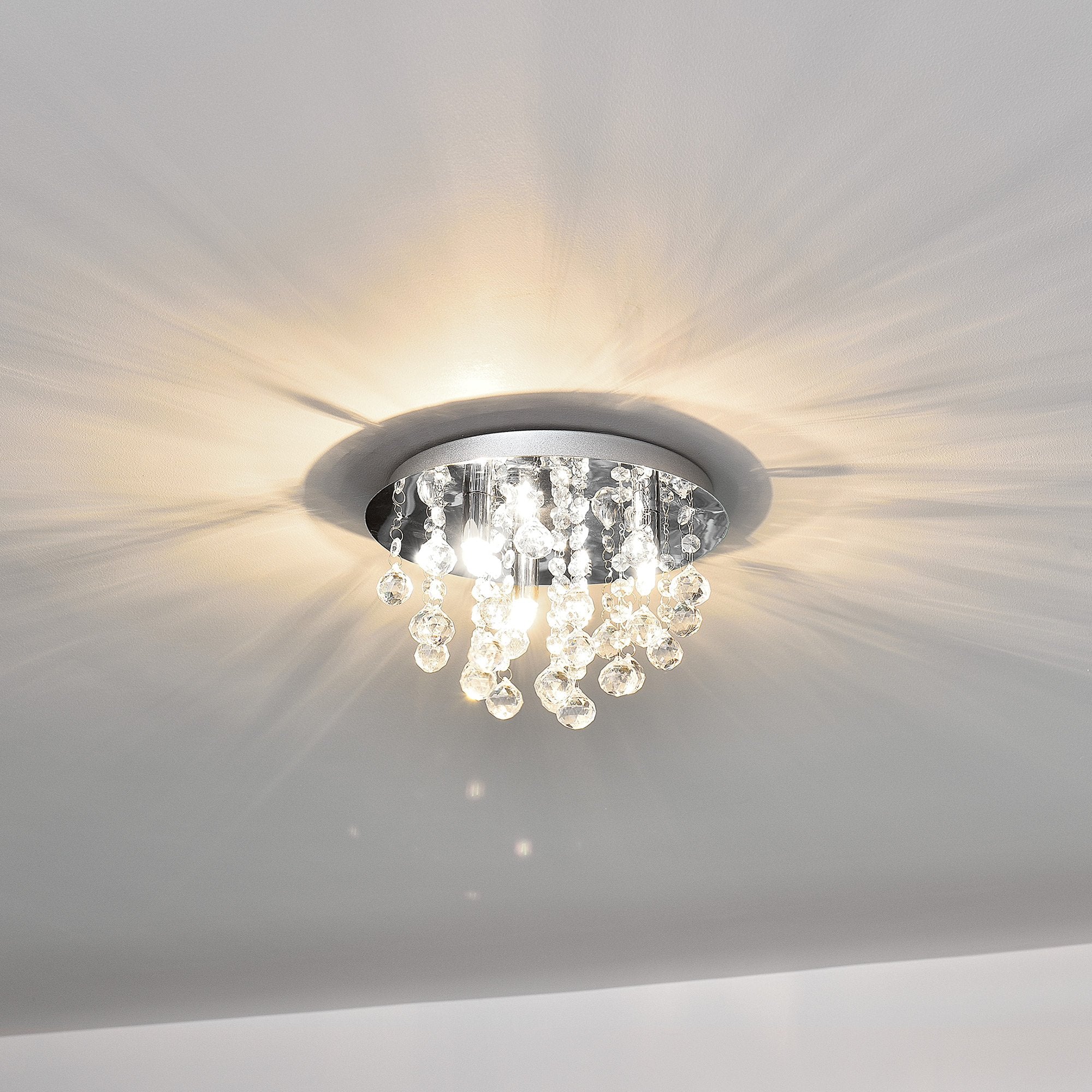 lux.pro Lüster Kunstkristall Deckenlampe 3 x G9 Metall Chrom-Silber