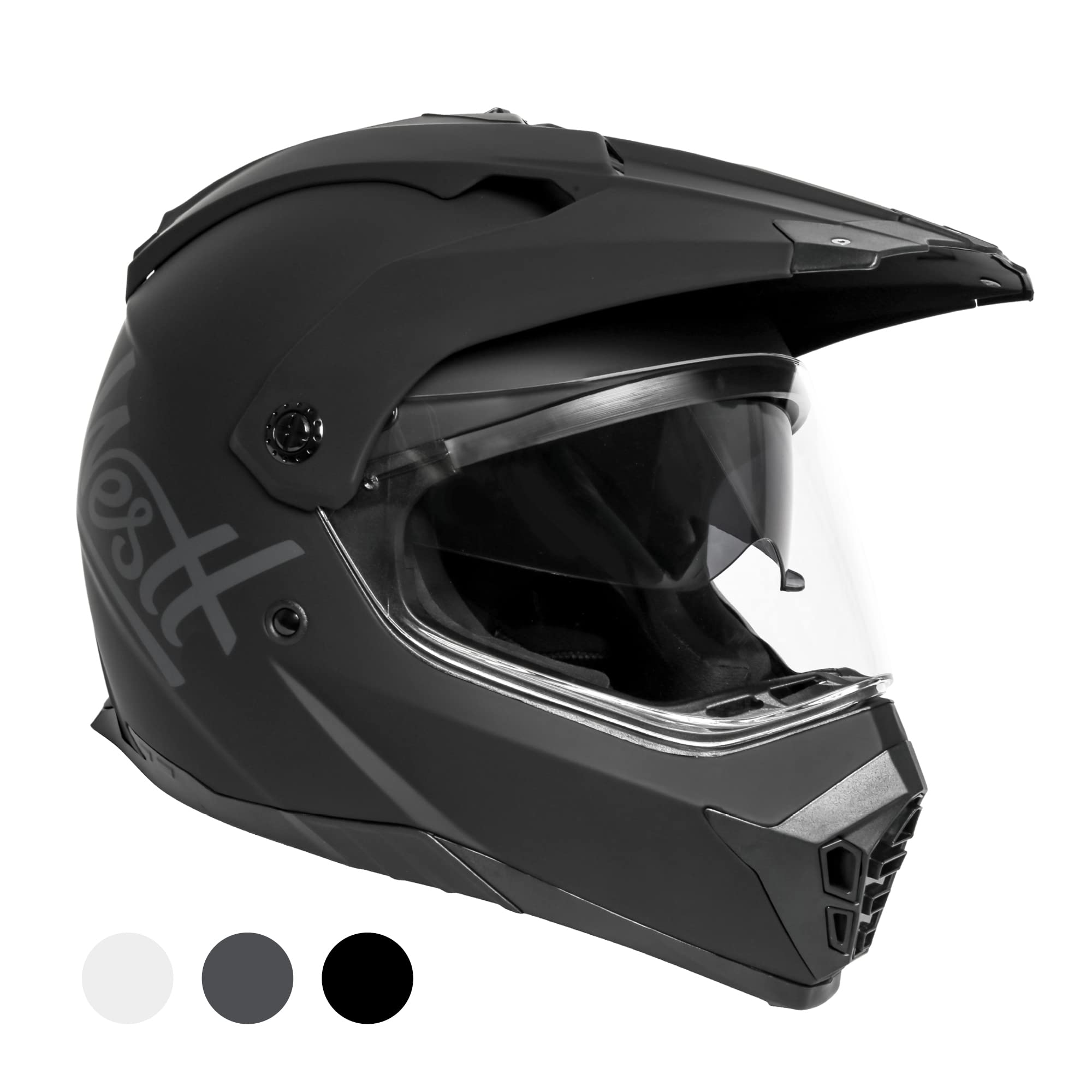 Westt Motocross Helm Fullface MTB Motorradhelm Integralhelm Crosshelm Helm Motorrad MTB Enduro Quad Helm Motorrad mit Doppelvisier Sonnenblende Herren Damen ECE DOT Zertifiziert, schwarz L (59-60 cm)