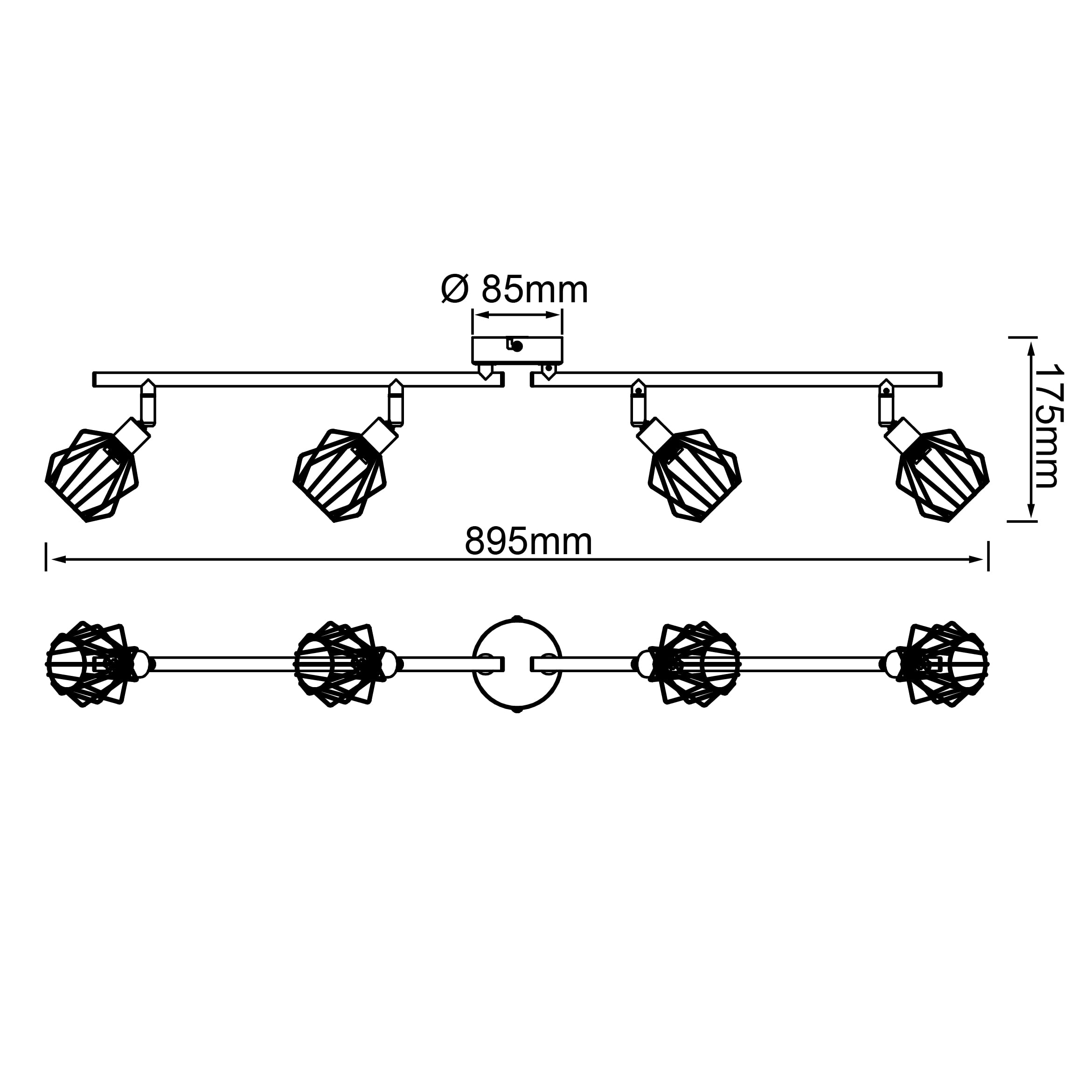 Brilliant Lampe Noris LED Spotrohr 4flg schwarz | 4x LED-T14, G9, 3W LED-Leuchtmittel inklusive, (350lm, 3000K) | Köpfe schwenkbar/Arme drehbar