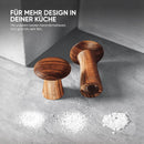 Mühlenbruch Design Salz und Pfeffermühle FSC HOLZ 15cm - 2er Set mit Pfeffer und Salzmühle - Manuelle Gewürzmühle Keramikmahlwerk - Küchenhelfer Geschenkidee Weihnachten - Akazie - Pilzform Deko