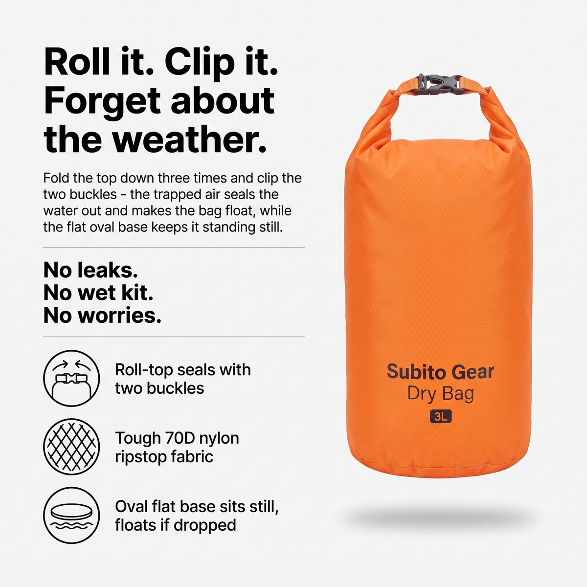 Wasserdichtes Packsack-Set – Rolltop-Trockensäcke für Kajak und Camping