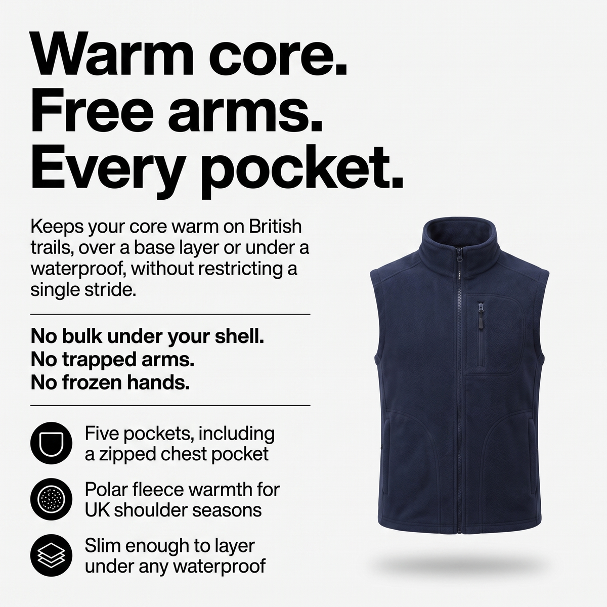 Herren Fleeceweste – Multifunktions-Bodywarmer zum Wandern