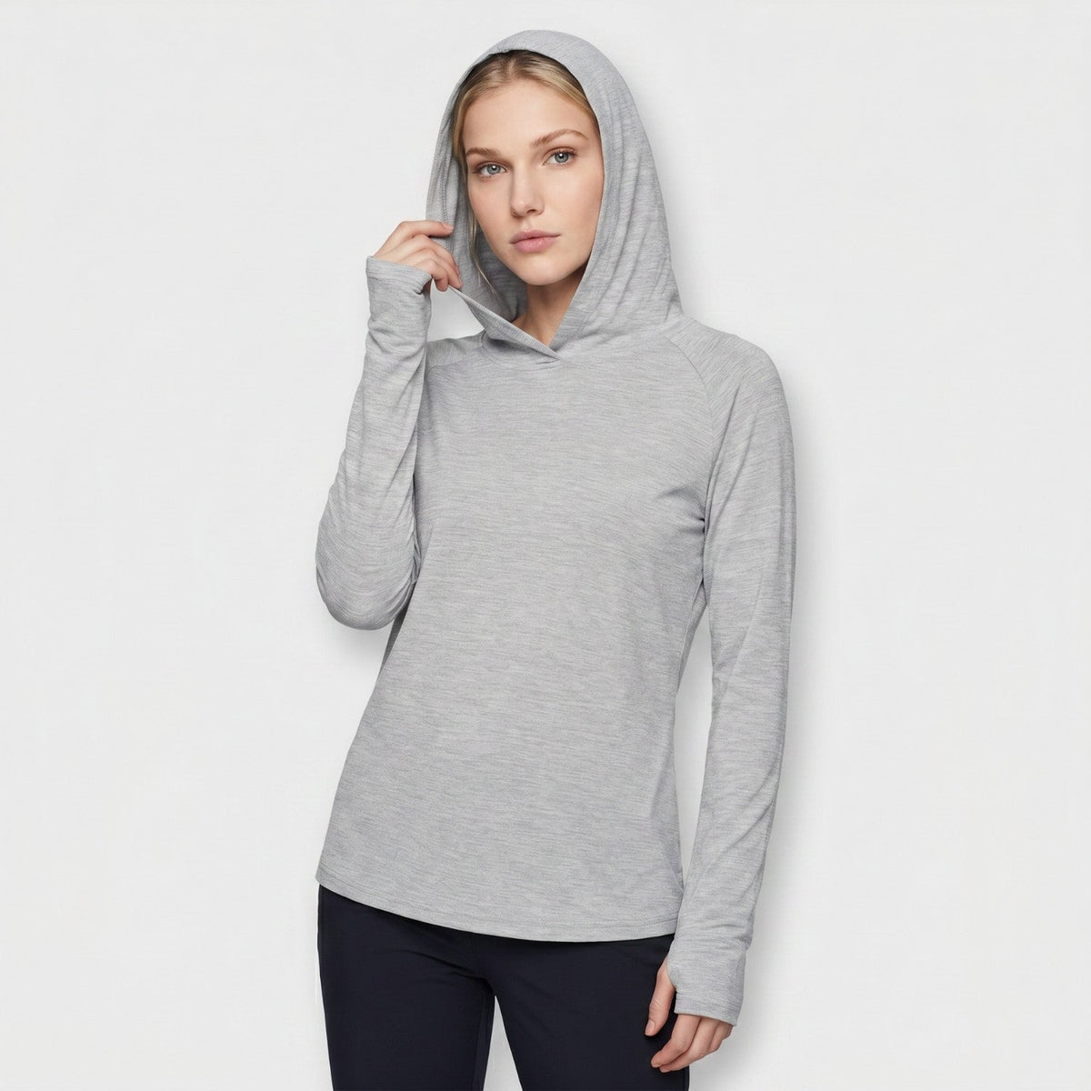 Damen Sonnenhoodie mittelschwer – UPF 50+ UV-Schutzoberteil mit Kapuze