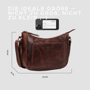 LEABAGS Kairo Umhängetasche I Echtes Leder I Handtasche für Damen I Schultertasche I 28x8x18 cm I Shopper Braun