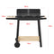 casa.pro Grillwagen Ari Holzkohlegrill BBQ Grillrost aus emailliertem Edelstahl Gartengrill 2 Räder Windschutz mit Grillrosthöhenverstellung 78x86x30cm Schwarz/Holz