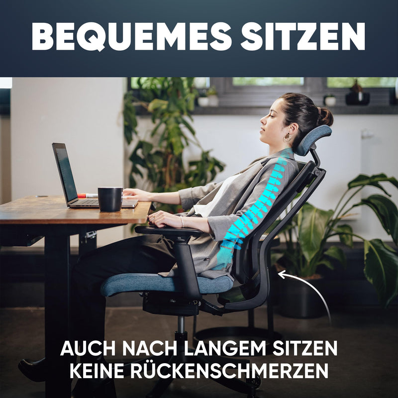 SIT RELAXEDie Beste Rückenlehne Schreibtischstuhl ergonomischer Bürostuhl zum Arbeiten extrem bequem & flexibel der perfekte Office Chair für Zuhause PC Stuhl fürs Arbeitszimmer in Top Qualität