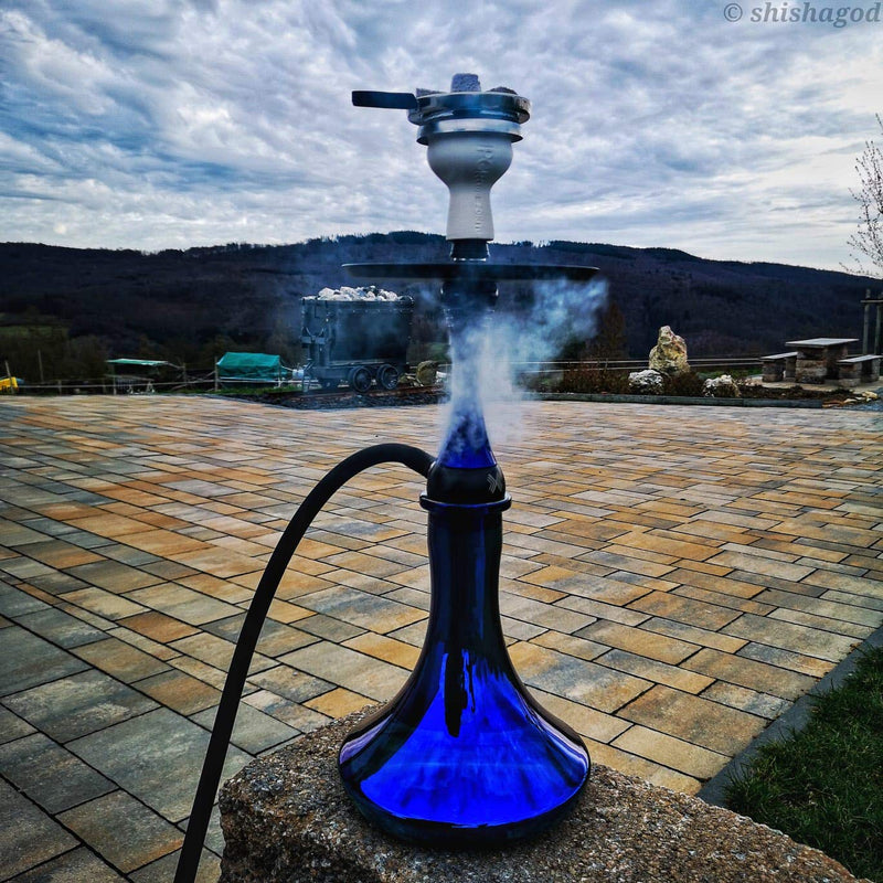 Shisha Kopf mit Kaminaufsatz – weißer Shisha Tonkopf mit innovativem Kopfaufsatz & Tabaksieb, Universal Mehrloch Shishakopf Set für jede Shisha (perfekt mit Alufolie) inkl. E-Book